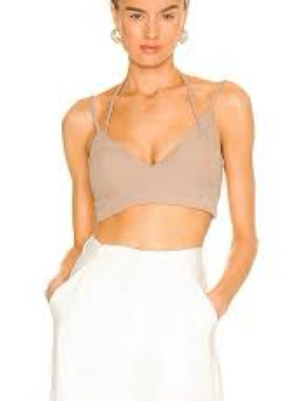 LPA Strappy Halter Crop Top in Taupe size S
